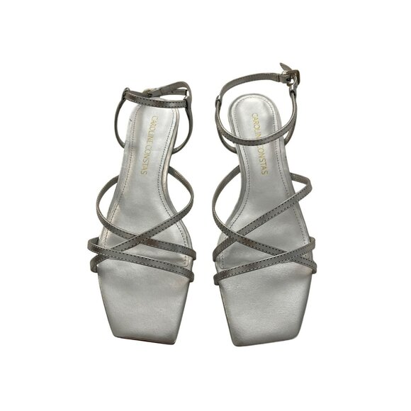 Caroline Constas $360 Silver Morgan Strappy Sandals Designer Shoes NEW - Picture 2 of 12